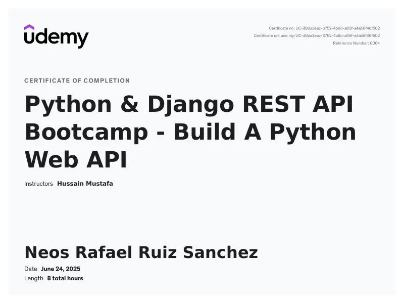 Django Udemy Certificate