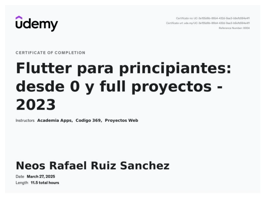 Flutter Certificate