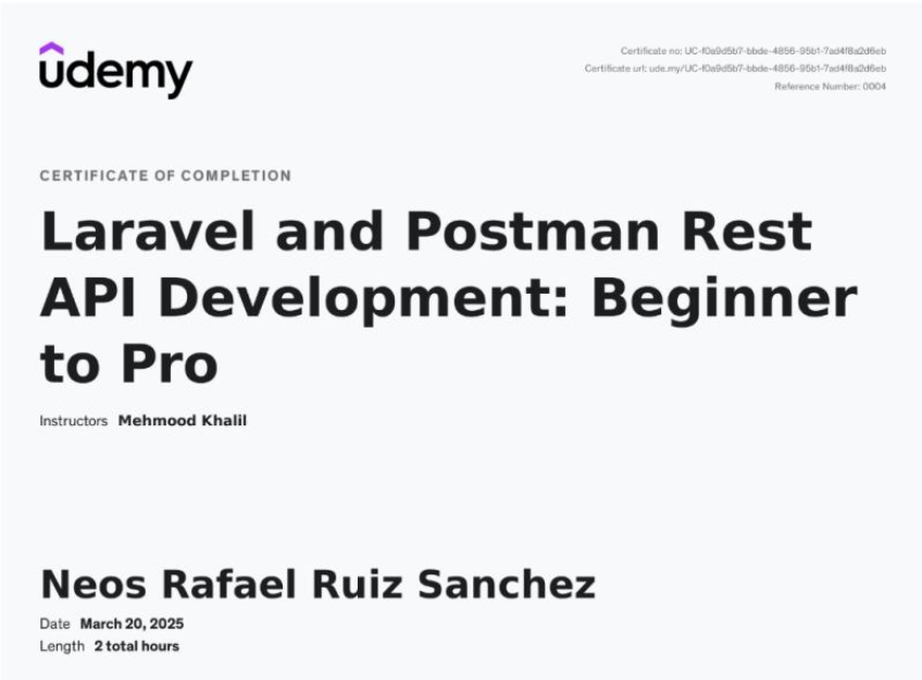 Laravel Postman Certificate